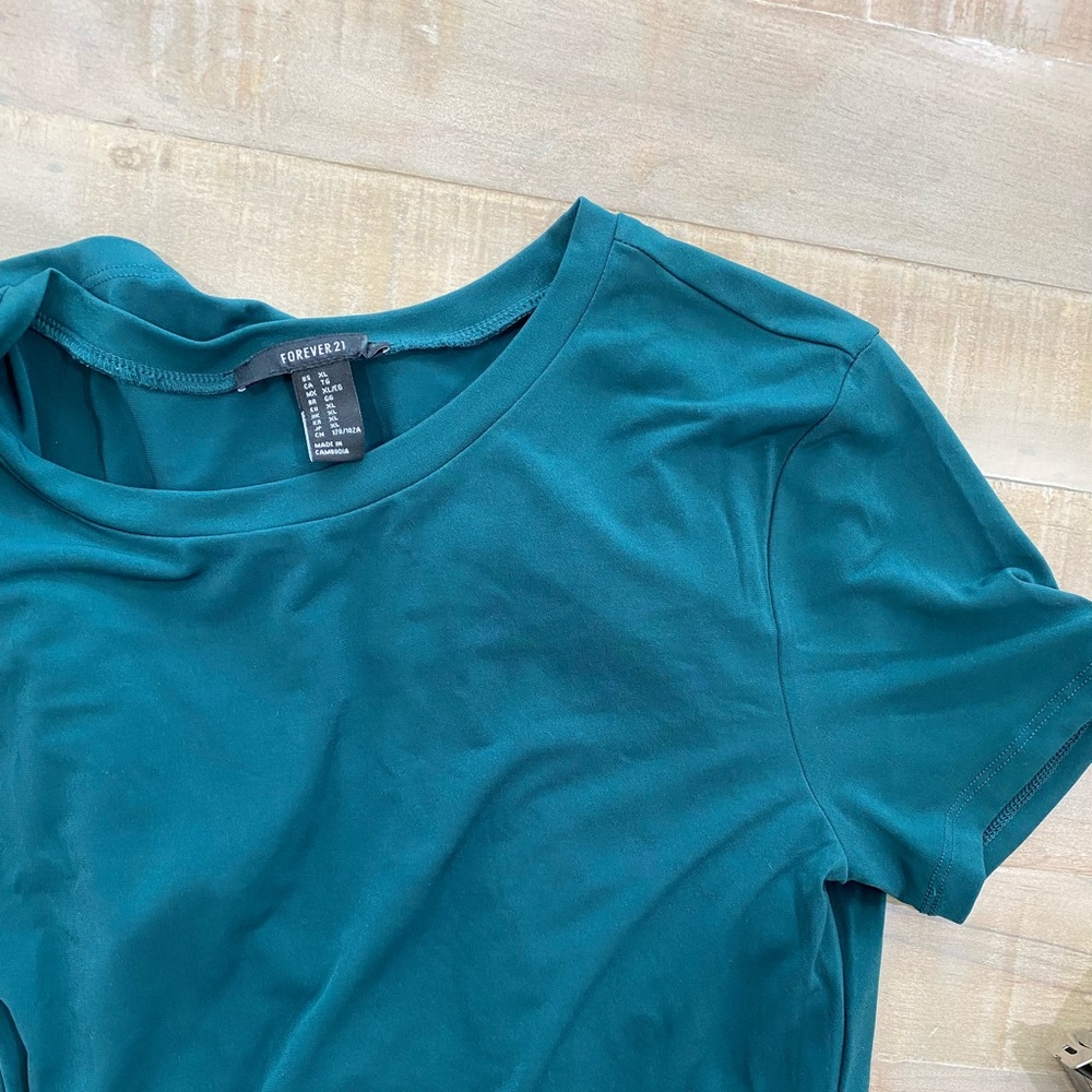 Forever 21 forest green short sleeve midi Bodycon dress XL